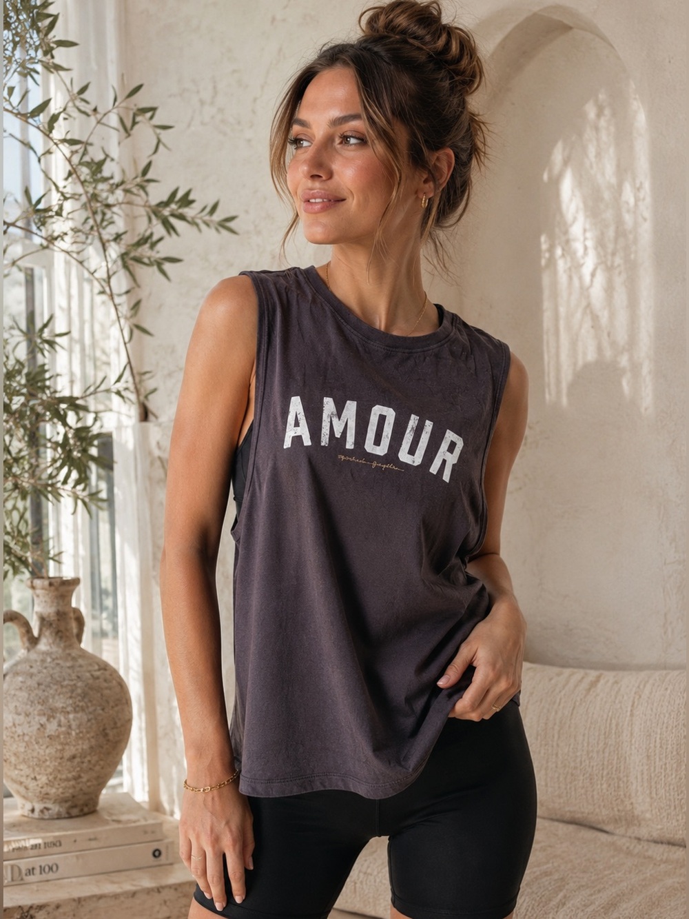 Spiritual Gangster Amour Graphic Muscle Tank - Black